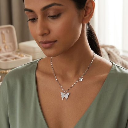 Gold butterfly necklace for women