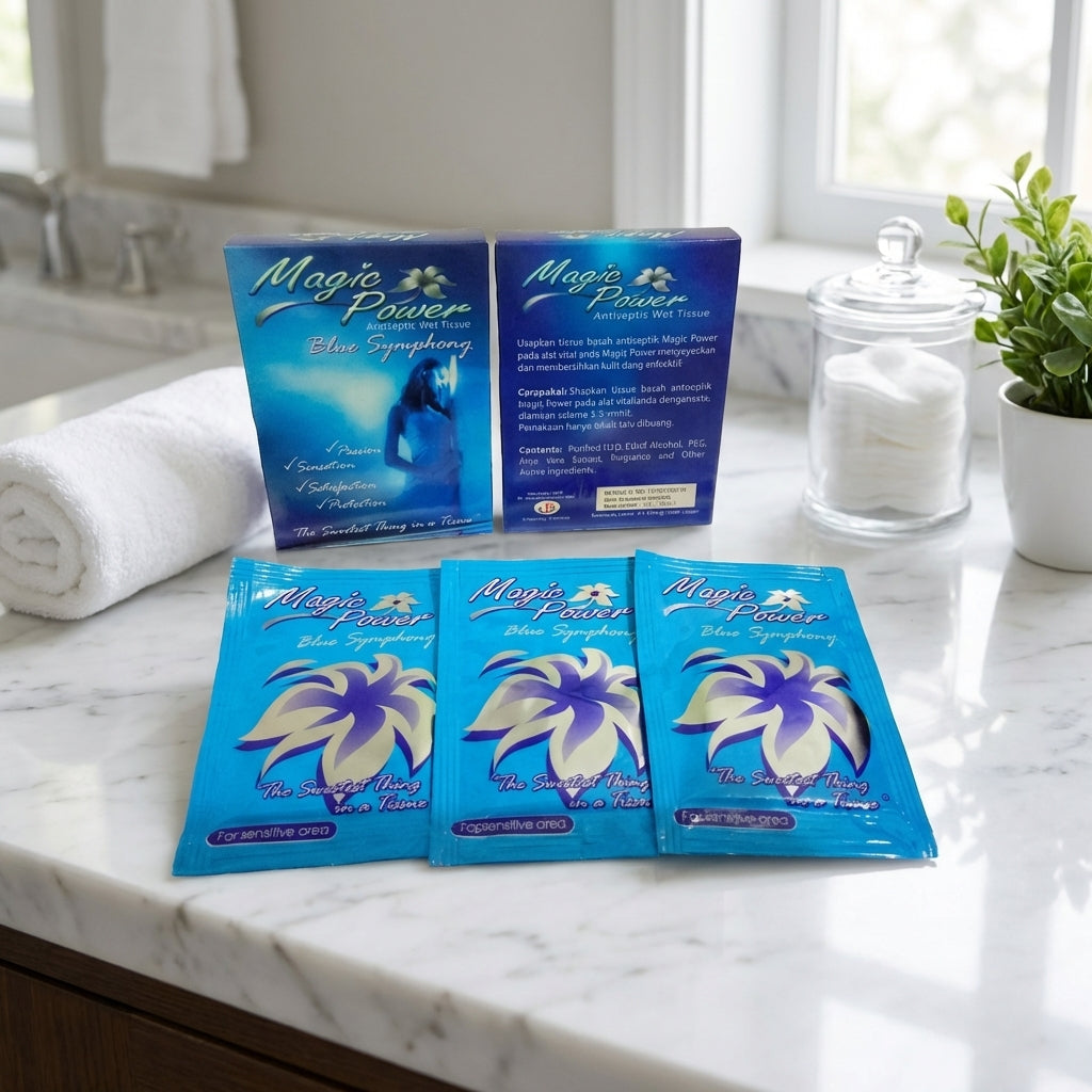 10 x 1 box MAGIC POWER Antiseptic Wet Tissue BLUE